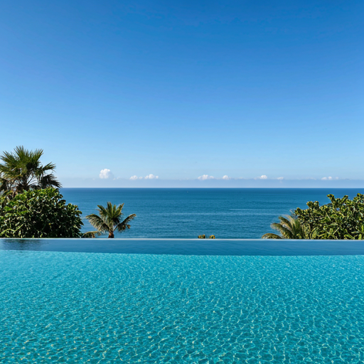 Luxury resort pool overlooking the ocean